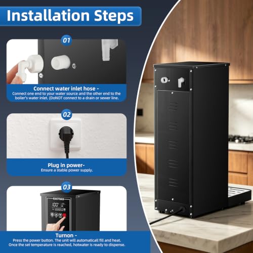 EASTDAX Hot Water Dispenser - Commercial Water Boiler 35L(9.2 GAL)/H Step-Heating LED Screen 24-Hour Timer Switch Adjustable Temperature Control 32°F - 212°F for Coffee Shop Restaurants Office 1800W