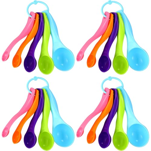 Frienda 20 Pieces Colorful Plastic Measuring Cup Spoons for Kitchen Cooking Baking Dry and Liquid Ingredients