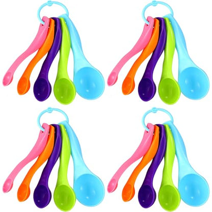 Frienda 20 Pieces Colorful Plastic Measuring Cup Spoons for Kitchen Cooking Baking Dry and Liquid Ingredients