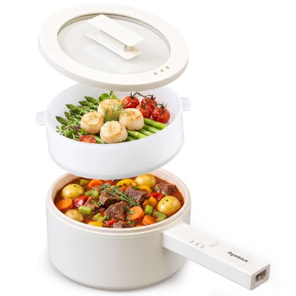 NYMBLEX 2L Hot Pot Electric, Non-Stick Electric Pan, mini white pot