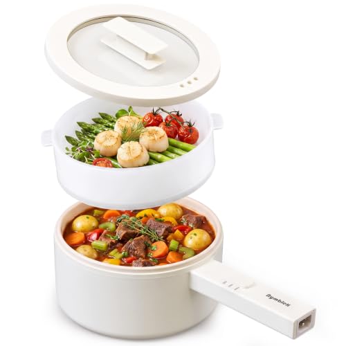 NYMBLEX 2L Hot Pot Electric, Non-Stick Electric Pan, mini white pot