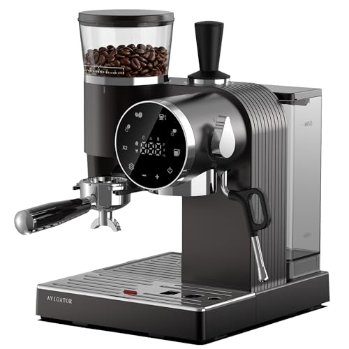 avigator Espresso Machine with Grinder, Semi-Automatic, 20 Bar, Black