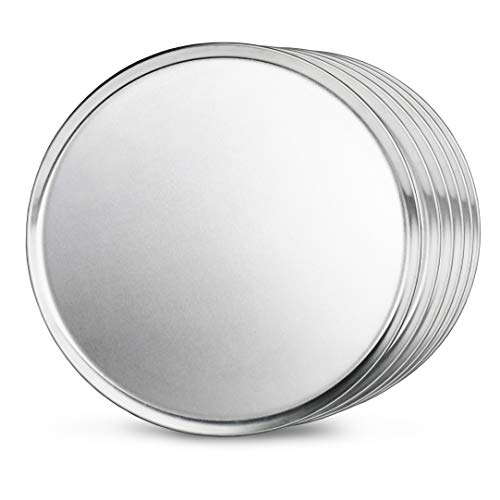 New Star Foodservice Restaurant-Grade Aluminum Pizza Pan, Baking Tray, Coupe Style, 16 Inch