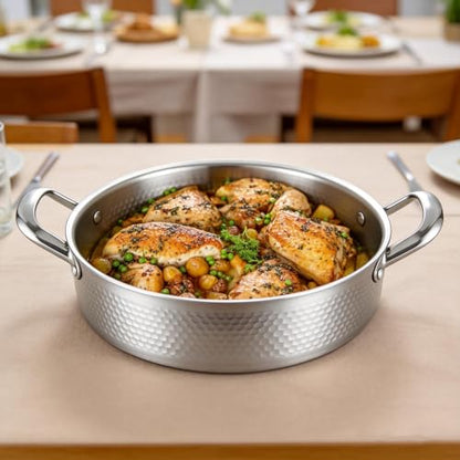 STEHEMO Titanium Hammered Pro Pan, 7QT Saute Pan with Lid, 14 Inch Deep Frying Pan for Cooking, Non-Toxic Skillet, Dishwasher&Oven Safe, Works on All Stoves,7QT