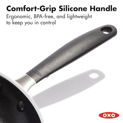 OXO 10” Non-Stick Every Day Frying Pan, BPA-Free Comfort Grip Silicone Handle, Dishwasher & Oven Safe, PFAS-Free Ceramic Skillet, Black