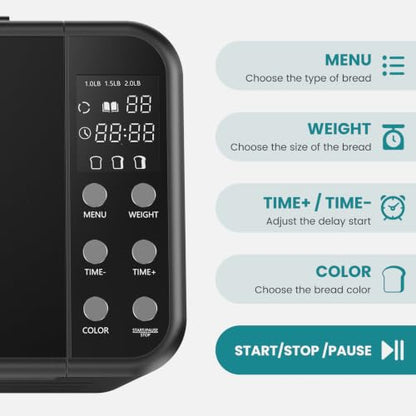OLIXIS Bread Maker, 21-IN-1 Bread Machine, 2LB Automatic Stainless Steel