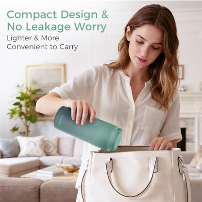Momcozy Portable Breast Milk Cooler for Travel, 24H Ice-Free Cooling Breastmilk Storage Bottles Container, 12 Ounces Leak Proof Outdoor Small Freezer, Baby Breastfeeding Essential for New Moms