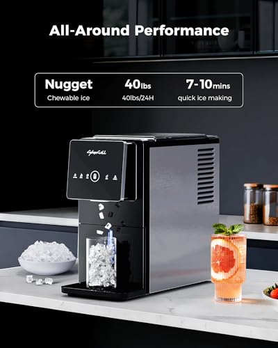CyberChill Nugget Ice Makers Countertop Dispenser, 40lbs/Day Touch-Free Ice