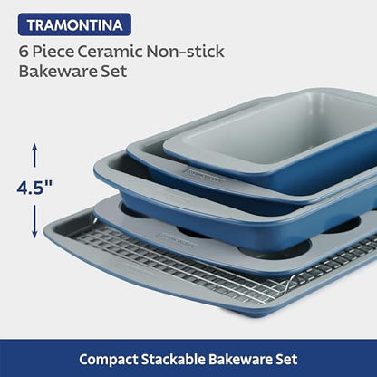 Tramontina Rise 6-Piece Ceramic Baking Pans Set, Non stick Essential Bakeware for Cookies, Loafs, Cakes, Brownies and Muffins