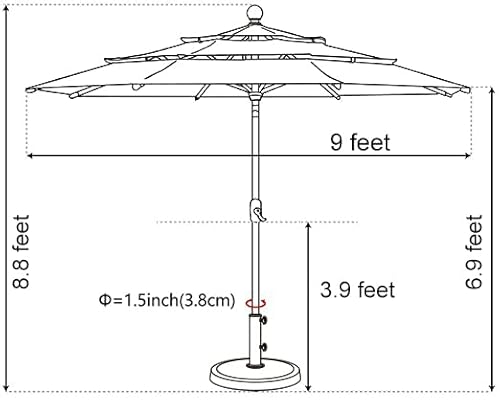 EliteShade USA 10-Year-Non-Fading 9ft 3-Tier Market Patio Umbrella, Commercial Grade Outdoor Table Umbrella with Crank Open, Windproof & UPF 50+ UV Protection, Heavy Duty Ventilation for Garden, Deck, Pool, Backyard, Beach & Bistro, Heather Beige