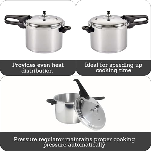 Mirro 92160A Polished Aluminum 10-PSI Pressure Cooker Cookware, 6-Quart, Silver -
