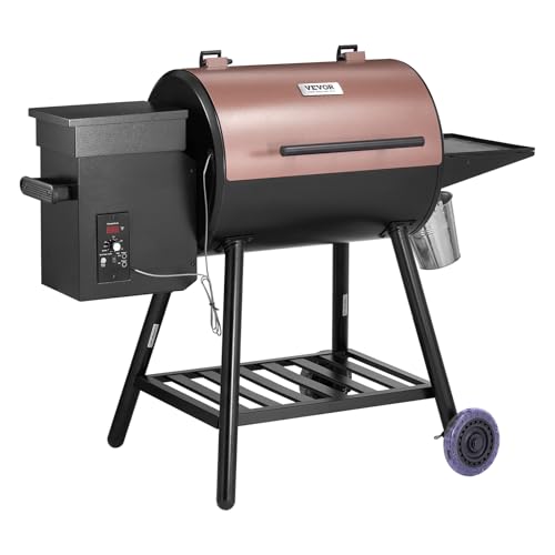 VEVOR Wood Pellet Grill Smoker, 8 in 1 BBQ Grills for Outdoor Cooking, 456 Square Inches Cook Area Electric Grill and Smoker, with Digital Controller, Meat Probe, 500°F Max Temperature, Black
