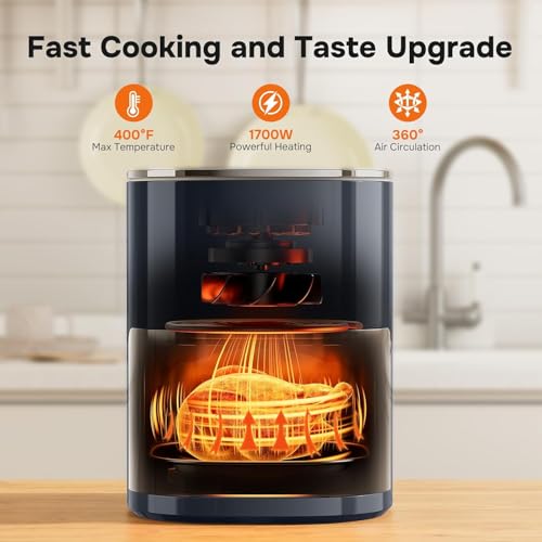Simple Deluxe 12-in-1 Air Fryer 6.34 Qt, Digital Preset Airfryer with Visible Window, Nonstick and Dishwasher-Safe Basket, Air Fry, Roast, Bake, Dehydrate, Fries, 1700W, Gary