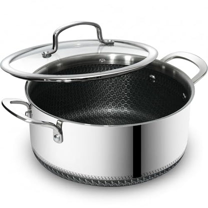 USELUCK Nonstick 5-QT Stock Pot with Glass Lid,Stay-Cool Handle,Oven-Safe,Dishwasher-safe,Compatible with All Cooktops.