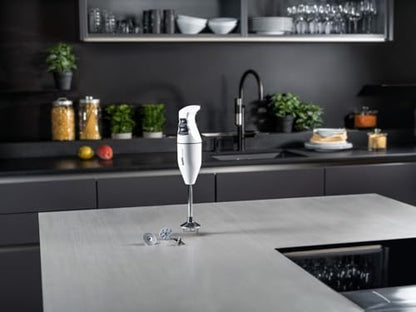 bamix® Classic Immersion Blender 150W – Swiss Made 2-Speed Hand Blender with 3 Blades (Multipurpose Blade, Beater & Whisk) for Soups, Smoothies, Purees & More – White