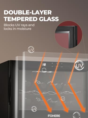 FOHERE 8 Bottles Wine Cooler Refrigerator, Small Wine Fridge Freestanding