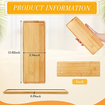 Bokon 10 Pcs Rectangle Wood Bamboo Tray Bamboo Serving Tray Wooden Serving Platter for Bathroom Counter Platter for Food Dinner Kitchen(Rounded Edges)