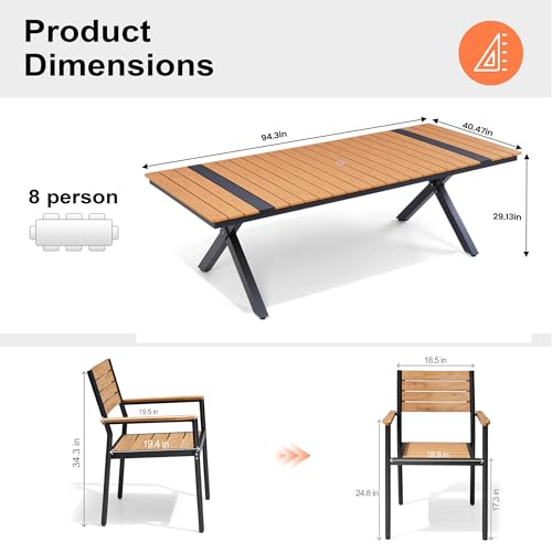 Pellebant 9-Piece Outdoor Patio Dining Table Set for 8 Person