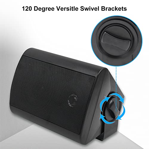 Herdio Passive Outdoor Speakers Wired Waterproof, 4 Inches 2-Way 400W Wall Mounted Speakers with Dome Tweeter, All-Weather Durability, for Patio Porch Backyard (2Pairs, Black)