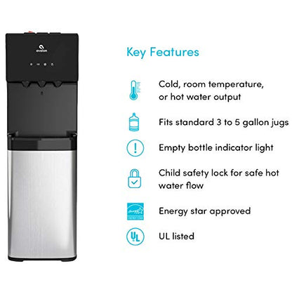Avalon A4BLWTRCLR Bottom Loading Water Cooler Water Dispenser - 3 Temperature Settings - Hot, Cold & Room Water, Durable Stainless Steel Cabinet, Bottom Loading - UL/Energy Star Approved
