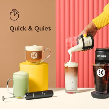 Keurig SimpleCafe Frother, Rechargeable Handheld Milk Frother for Lattes, Cappuccinos & Iced Coffee, USB Cord Included, Microwave-Safe Frothing Cup, Hot & Cold Foam Maker