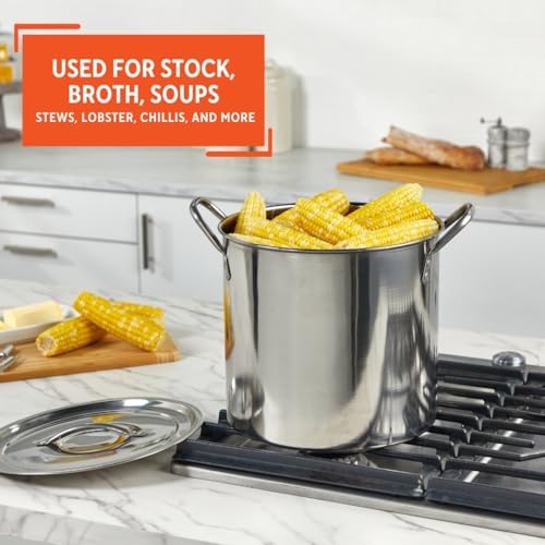 IMUSA USA Stainless Steel Stock Pot with Lid 12-Quart, Silver