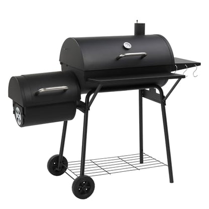 BBQ Charcoal Grill and Offset Smoker with Wheels & Side Front Table,Outdoor BBQ Grill with 557 Sq. In.,Patio Barbecue Cooker,Grilling Space for Outdoor Backyard,Balcony,Patio and Parties