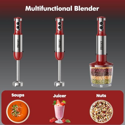 Immersion Blender Handheld 1200W, 20-Speed 5-in-1 Hand mixer