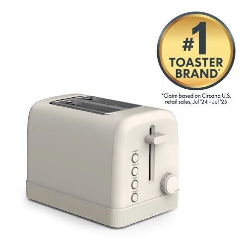 bella 2 Slice Toaster, 6 Setting Shade Control w Reheat, Cancel, Bagel & Defrost Buttons, Removable Crumb Tray, Anti Jam & Auto Shutoff, Auto Centering Guides & Cord Wrap, 900 Watt, Oatmilk