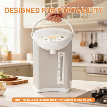 Rosewill Electric Water Boiler and Warmer - 5L/5.3 Qt Stainless Steel Hot Water Dispenser with Rotating Base, Keep Warm Temperature Set, Auto Shut Off, Safety Lock, Instant Heating for Coffee & Tea