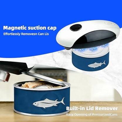 PPLJQS Rechargeable Electric Can Opener, One-Touch, Smooth Edge, USB-C Fast Charge, for Seniors, White