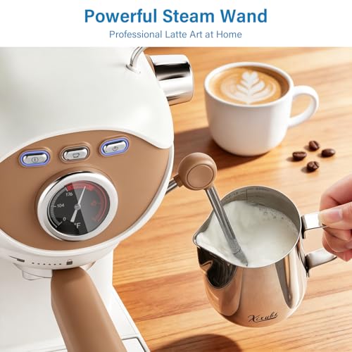 XIXUBX Espresso Machine, 20Bar Compact Espresso Maker with Milk Frother, PID Temperature Control, Low Vibration Coffee Maker for Small Kitchen, Home, Brews Latte, Cappuccino