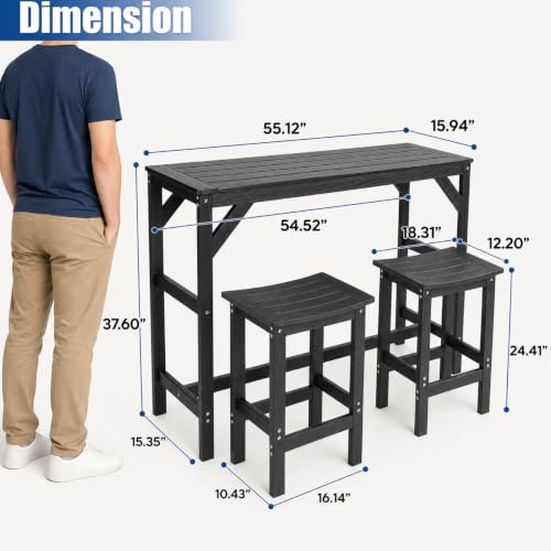 Liskanap Outdoor Patio Bar Set,55" Bar Height Table and Chairs Set