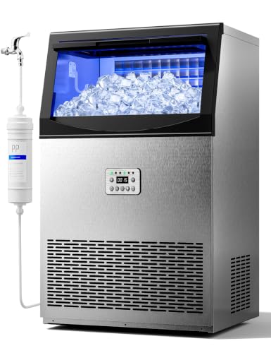 Nanori Commercial Ice Maker, 110LBS/24H with 33LBS Storage, Self-Cleaning