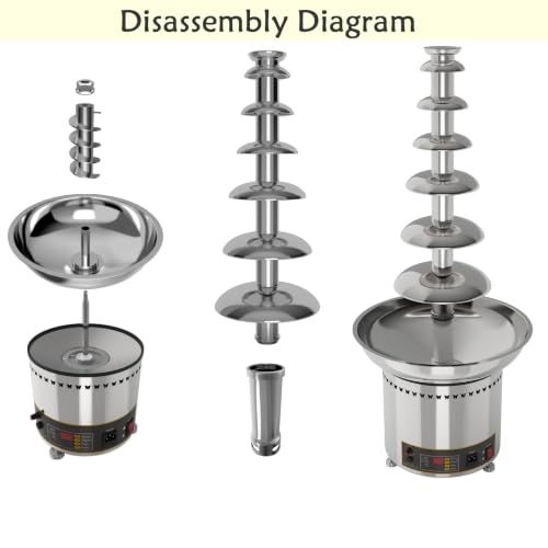 PreAsion Chocolate Fountain 110V Electric 7-Tiers Larger Digital Chocolate Fountain Melting Machine Heating Fondue Fountain,8kg of chocolate
