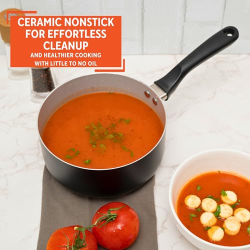 IMUSA 2.0 Qt PFAS Free Ceramic Nonstick Saucepan, Small Pot for Sauces, Gravies, Soups, Stews, Boiling & Heating, Aluminum Cookware with Cool-Touch Handle
