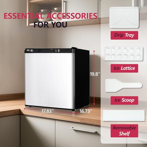 Icyglee 1.7 Cu.Ft Mini Fridge with Freezer, Compact Refrigerator, Silver