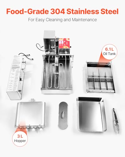VEVOR Commercial Automatic Donuts Machine, 4 Rows Donuts Making Equipment, 240 pcs/hour Electric High Power Doughnut Maker, Stainless Steel Frying Auto Fryer, with Intelligent Control