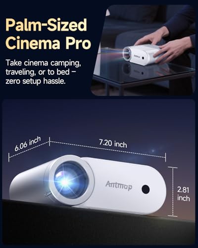 Mini Projector With WiFi and Bluetooth, 400 ANSI Portable Mini Projectors for iPhone, Native 1080P 4K Support Home Theater for Outdoor, 200” Display for Smartphone/HDMI/USB/TV Stick
