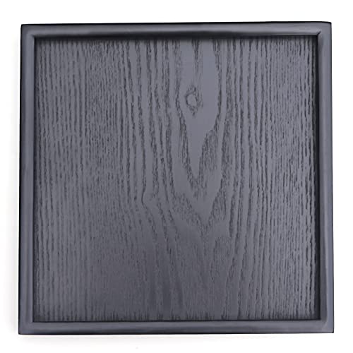 Solid Wood Serving Tray, Square Non-Slip Tea Coffee Snack Plate, Serving Tray with Raised Edges, for Home Kitchen Restaurant