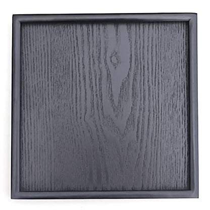 Solid Wood Serving Tray, Square Non-Slip Tea Coffee Snack Plate, Serving Tray with Raised Edges, for Home Kitchen Restaurant