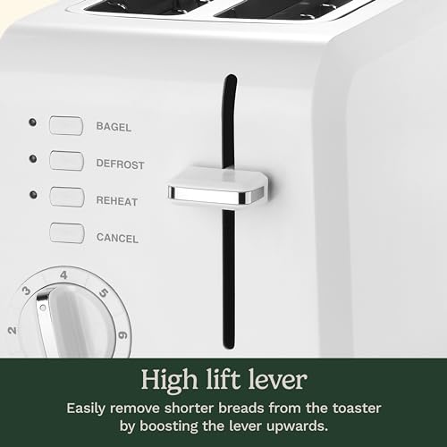 Cuisinart CPT-122 2-Slice Compact Plastic Toaster, Slots for Bagels & Bread, 7 Shade Settings, Cancel/Defrost/Reheat Functions, Removable Crumb Tray, Small Kitchen Appliance for Home & Office, White