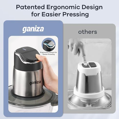 Ganiza Food Processor with Dual Bowls, 2-Speed Food Chopper & Meat Grinder