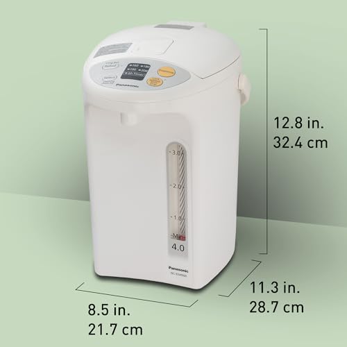 Panasonic Electric Thermo Pot Hot Water Boiler Dispenser NC-EG4000, Slow-Drip Mode for Coffee, Ideal for Tea, Hot Cocoa, Soups and Baby Food, Four Temperature Settings, 4.2 Quarts (4.0L), 700W, White