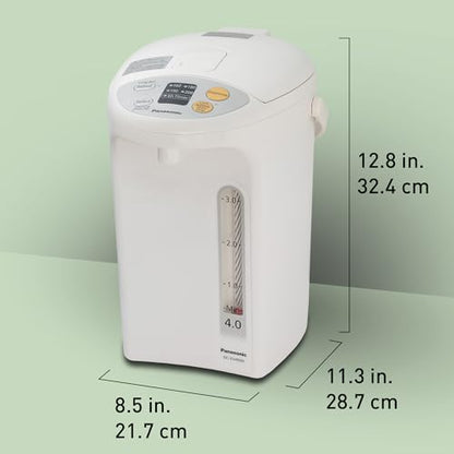 Panasonic Electric Thermo Pot Hot Water Boiler Dispenser NC-EG4000, Slow-Drip Mode for Coffee, Ideal for Tea, Hot Cocoa, Soups and Baby Food, Four Temperature Settings, 4.2 Quarts (4.0L), 700W, White