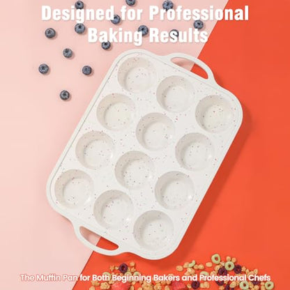 Fimary Silicone Muffin Pan for Baking with Metal Reinforced Frame, Nonstick Cupcake Pan 1 Pack Regular Size Egg Bites Silicone Mold