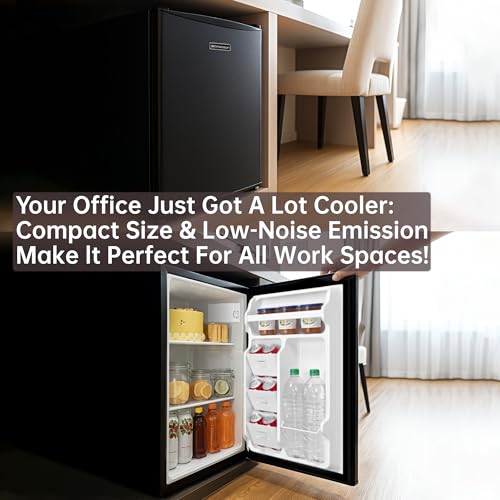 Emerson CR2700B-A Compact Refrigerator 2.7 Cu Ft, ENERGY STAR Mini Fridge with Adjustable Thermostat, Reversible Door, Glass Shelves, Manual Defrost, Black