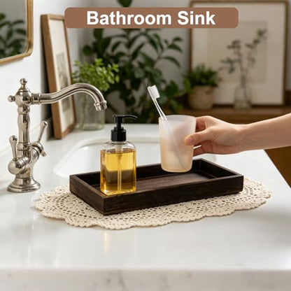 Klunk Wooden Trays Set of 3 - Rustic Farmhouse Decorative Nesting Trays for Coffee Table, Bathroom Vanity, Candles & Perfume, Multi-Purpose Wood Serving Trays for Home