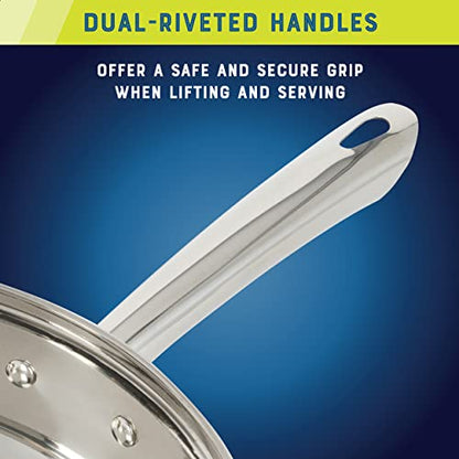 Oster Sangerfield 12-Piece Stainless Steel Cookware Set With Kitchen Tools, Non-Stick Pots and Pans, Durable Oven Safe Cookware for Home Cooking