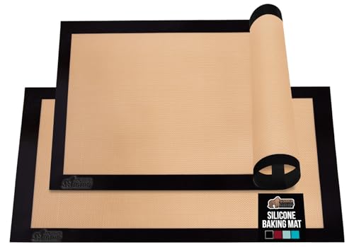 GORILLA GRIP Food Grade Reusable Nonstick Silicone Baking Mat 2PK, Oven Safe Cookie Sheet Liners, Up to 500 Degrees, No Mess Easy Clean Pastry Mats, Kitchen Essentials, 11.75x8.25 Quarter Sheet, Black